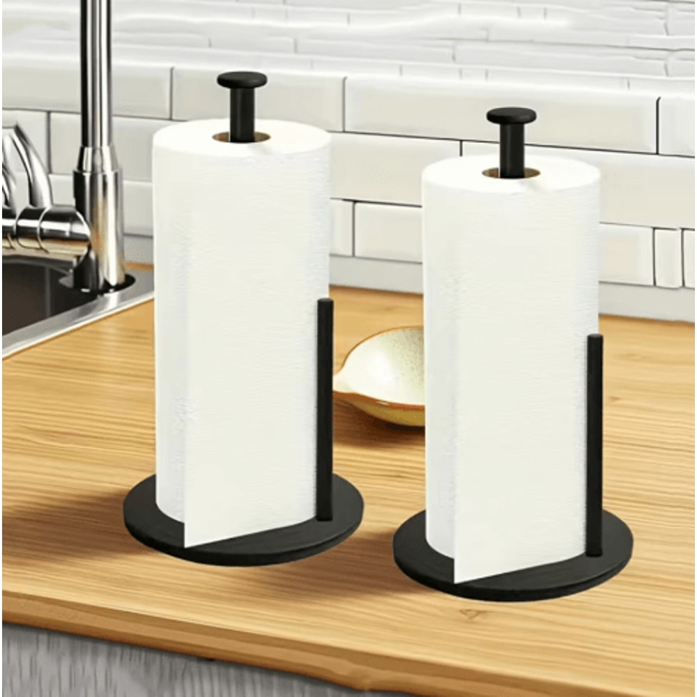 Stainless Steel Kitchen Roll Holder With Weighted Base SpaceSaving Countertop Paper Towel Stand 0