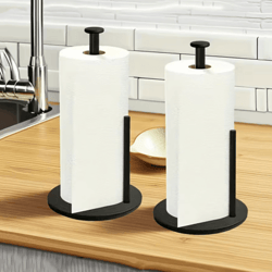 stainless steel kitchen roll holder with weighted base – space-saving countertop paper towel stand