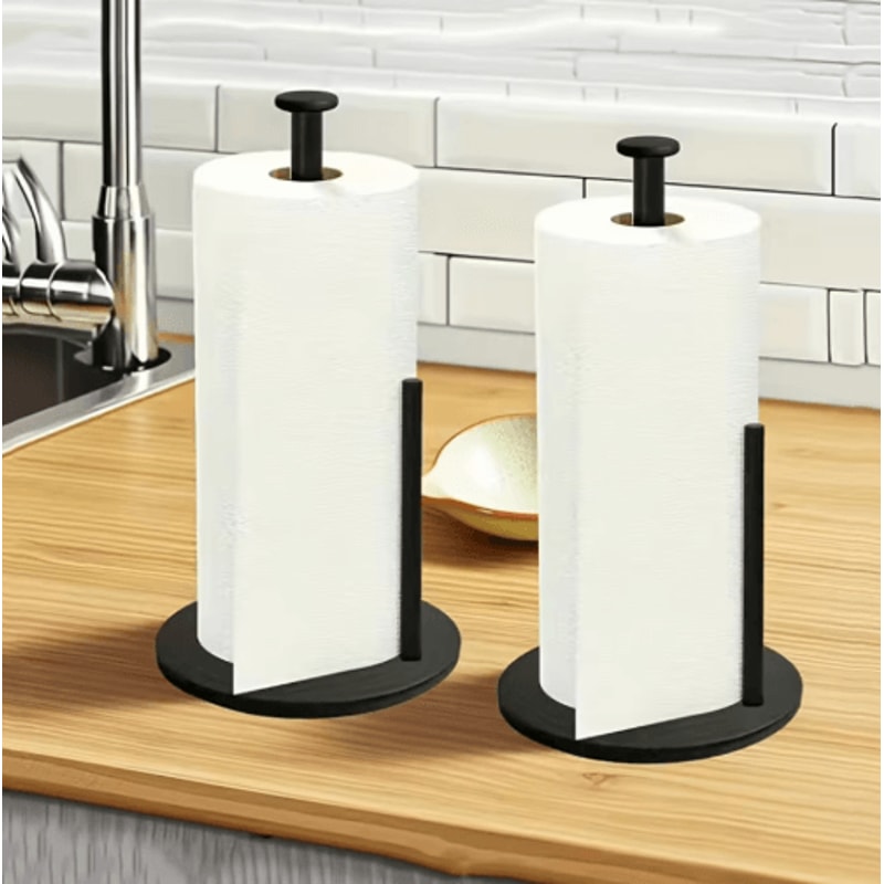 Stainless Steel Kitchen Roll Holder With Weighted Base SpaceSaving Countertop Paper Towel Stand 0