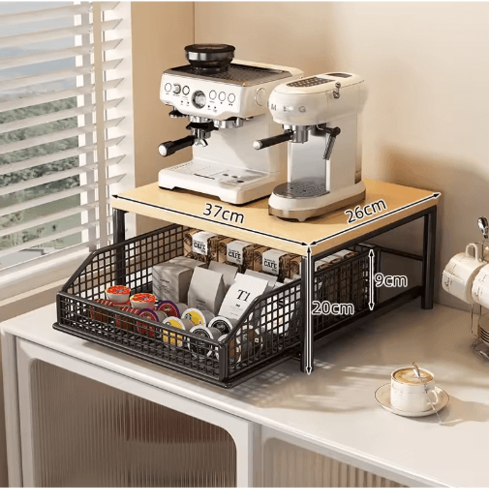 Modern Wood Metal Microwave Oven Rack SpaceSaving Kitchen Storage Shelf 3