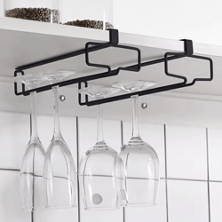 non-drill hanging wine glass holder – under cabinet stemware storage rack