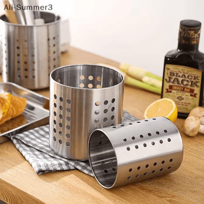 Stainless Steel Cutlery Holder Utensil Drainer MultiCompartment Kitchen Organizer 5