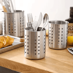 stainless steel cutlery holder & utensil drainer – multi-compartment kitchen organizer