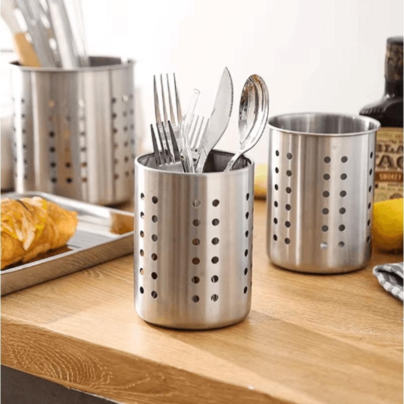 Stainless Steel Cutlery Holder Utensil Drainer MultiCompartment Kitchen Organizer 0