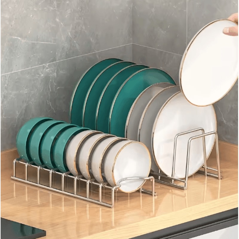 Expandable Dish Drying Rack With Drip Tray Compact Kitchen Plate Organizer 4