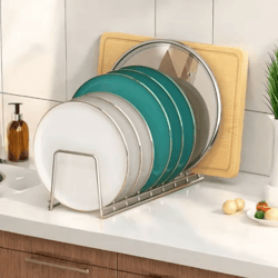 expandable dish drying rack with drip tray – compact kitchen plate organizer