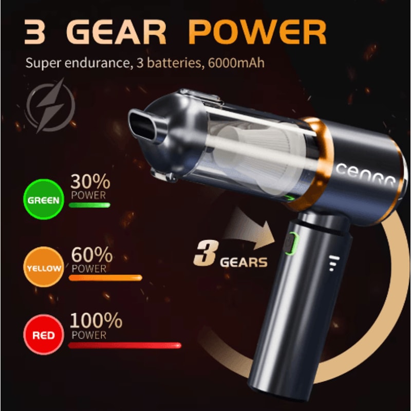 CENRR Mini Cordless Car Vacuum Cleaner Portable Handheld Blower Vacuum 10