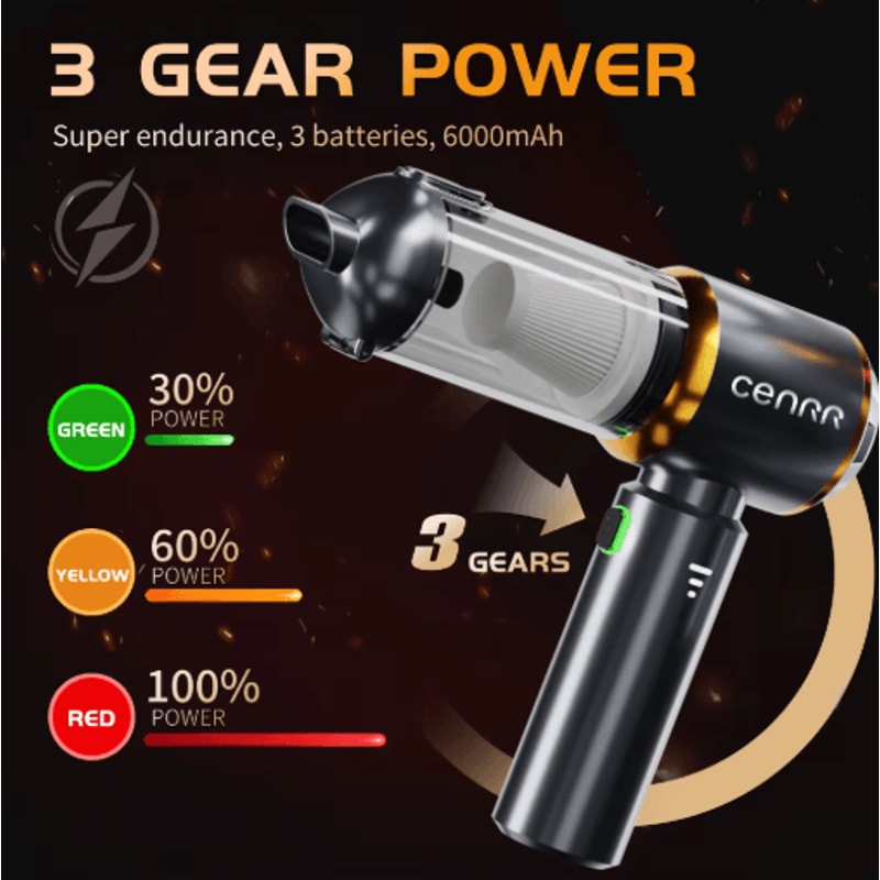 CENRR 2025 Mini Cordless Car Vacuum Cleaner Portable Handheld Blower Cleaner 12