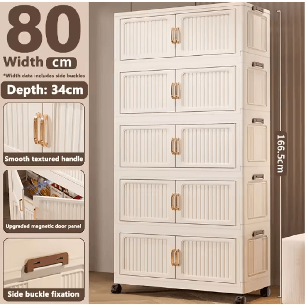 Multifunction Folding Storage Cabinet Dustproof Portable Wardrobe Organizer 2