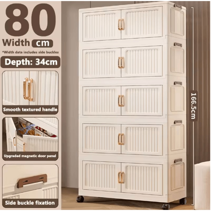 Multifunction Folding Storage Cabinet Dustproof Portable Wardrobe Organizer 2