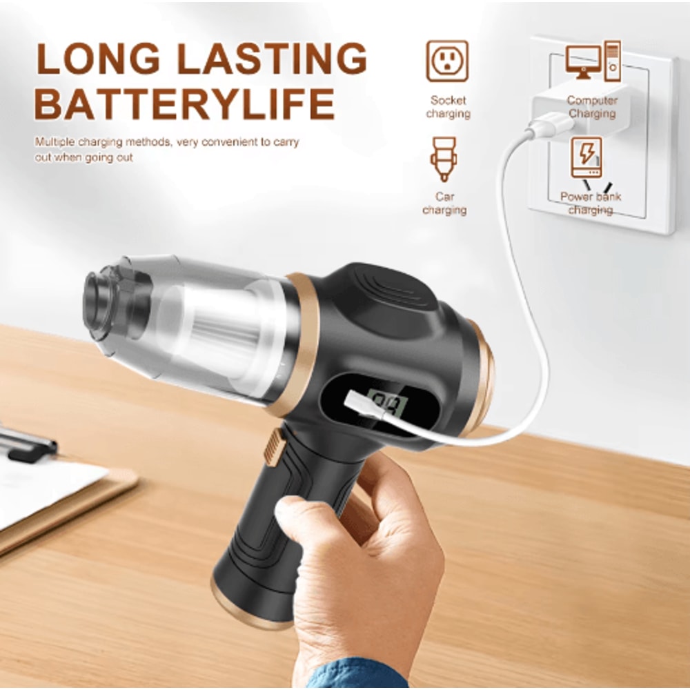 BELIBUY 2in1 Car Vacuum Cleaner Blower Portable HighPower Auto Cleaning Tool 5