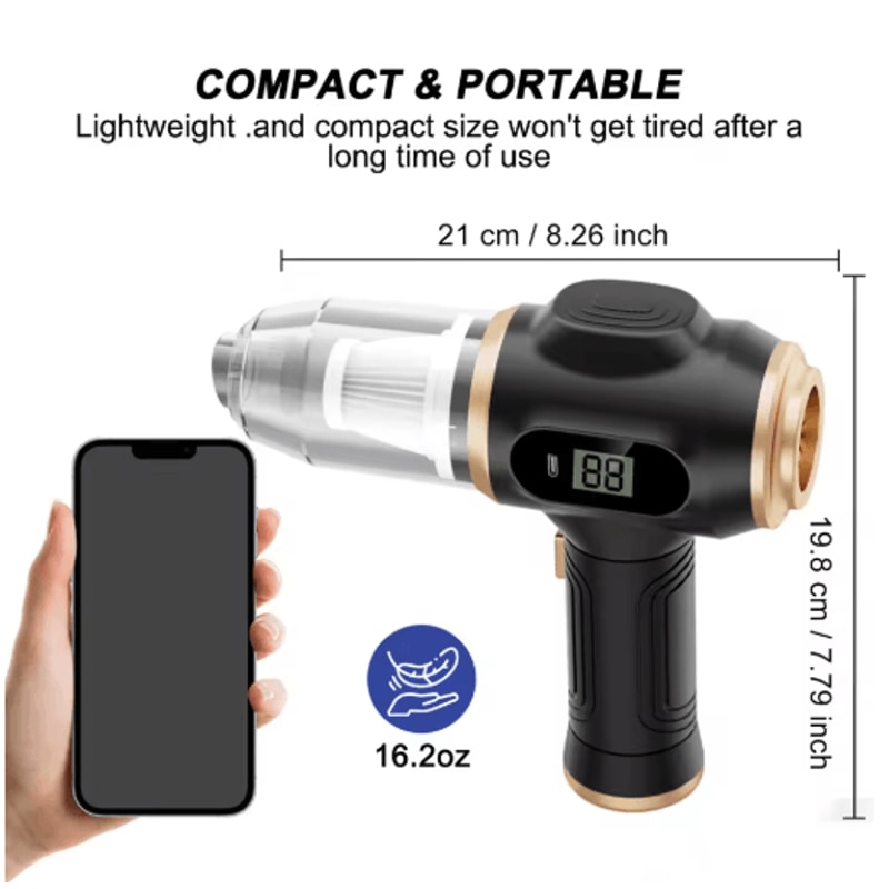 2in1 Cordless Air Duster Vacuum Portable Handheld Cleaner With Digital Display 4