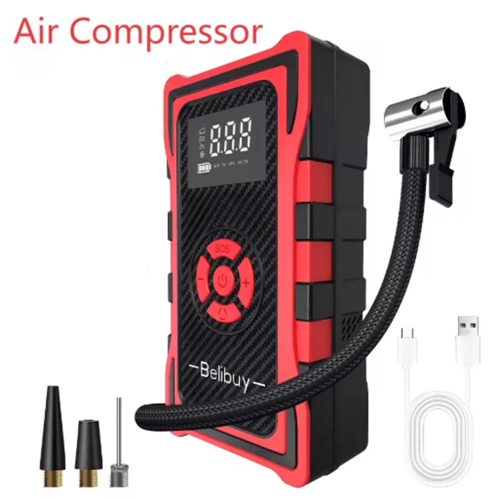 Portable 150 PSI Car Jump Starter Air Compressor Multi Function Emergency Power Kit 3