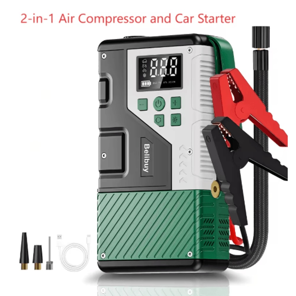 Portable 150 PSI Car Jump Starter Air Compressor Multi Function Emergency Power Kit 5