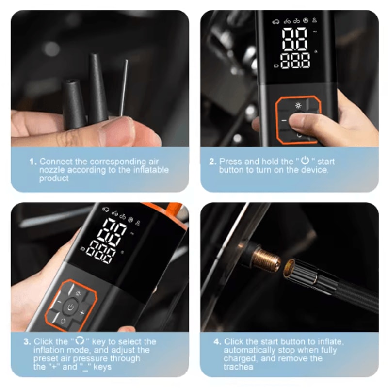 Portable ABS Air Compressor Electric Car Tire Inflator For Car Bike Motorcycle 2