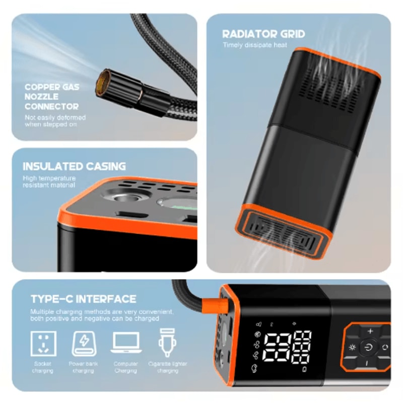Portable ABS Air Compressor Electric Car Tire Inflator For Car Bike Motorcycle 3