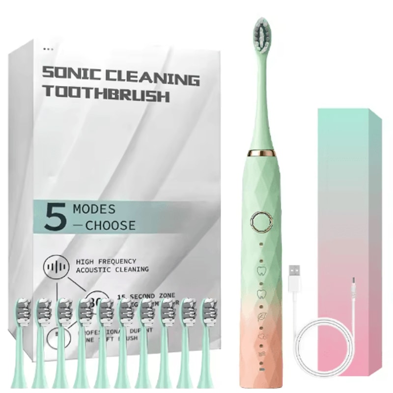 Rechargeable Electric Toothbrush Waterproof Rotary Toothbrush With 10 Brush Heads 1