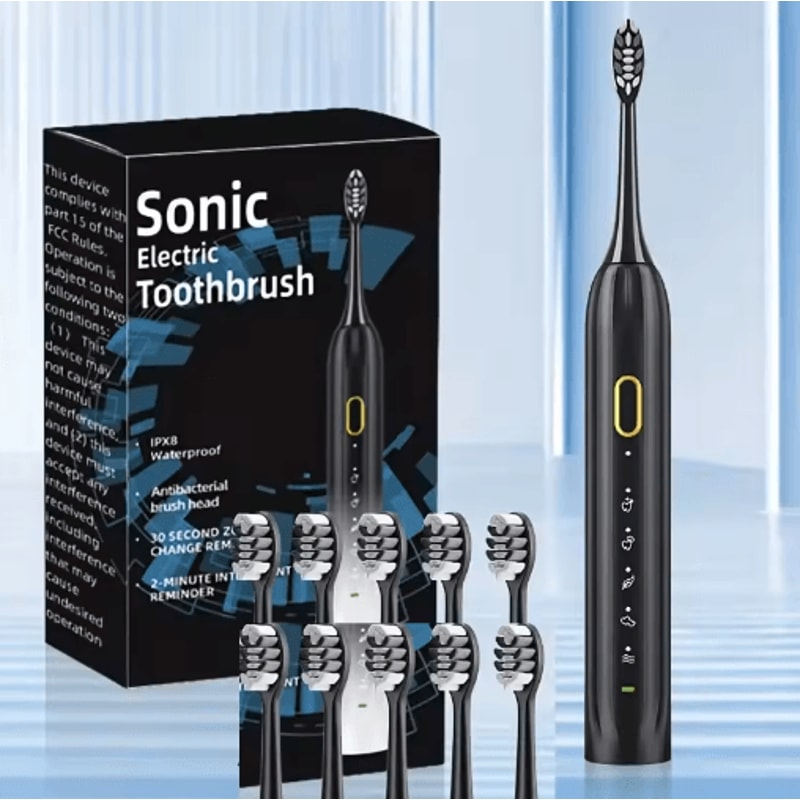 Rechargeable Electric Toothbrush Waterproof Rotary Toothbrush With 10 Brush Heads 0