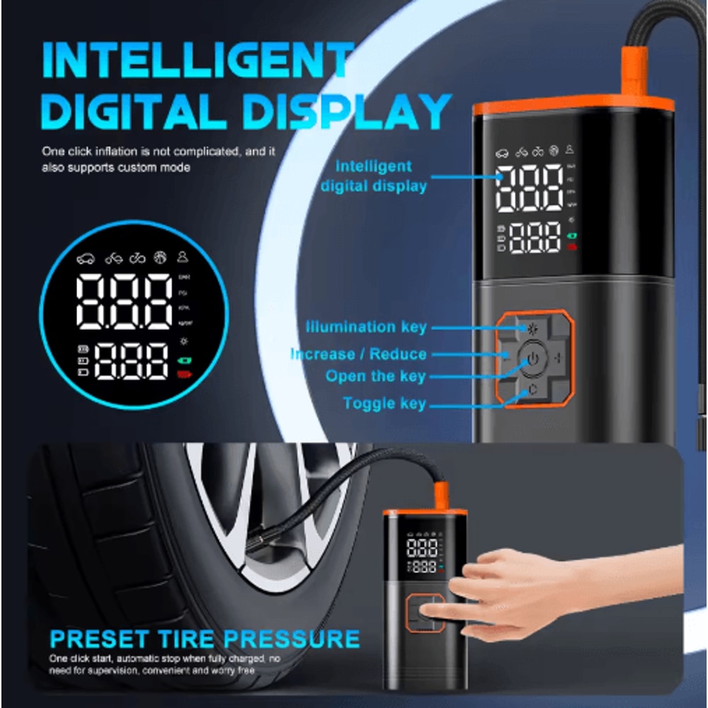 Portable Tire Inflator Compressor Electric Car Air Pump With Fast Inflation 3