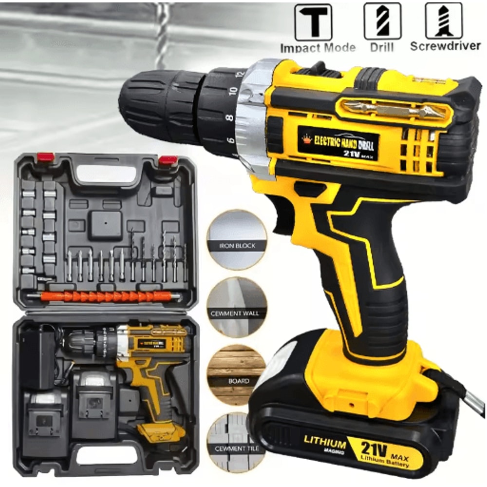 20V Cordless Drill Kit Complete Home Repair Power Tool Set With Drill Bits 7