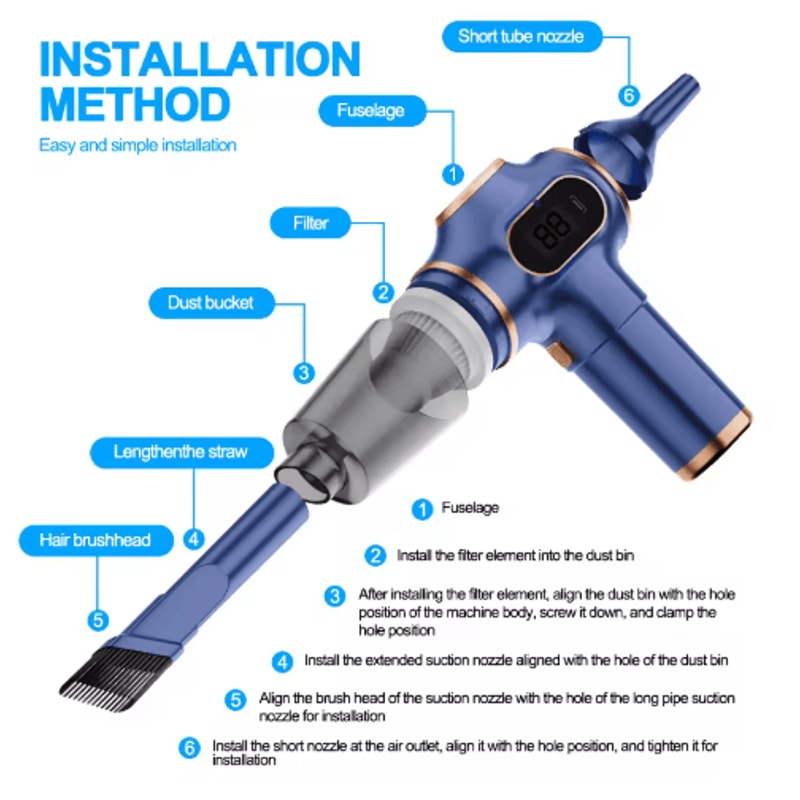 HighPower Wireless Handheld Vacuum Portable Car Home Cleaning Tool 8
