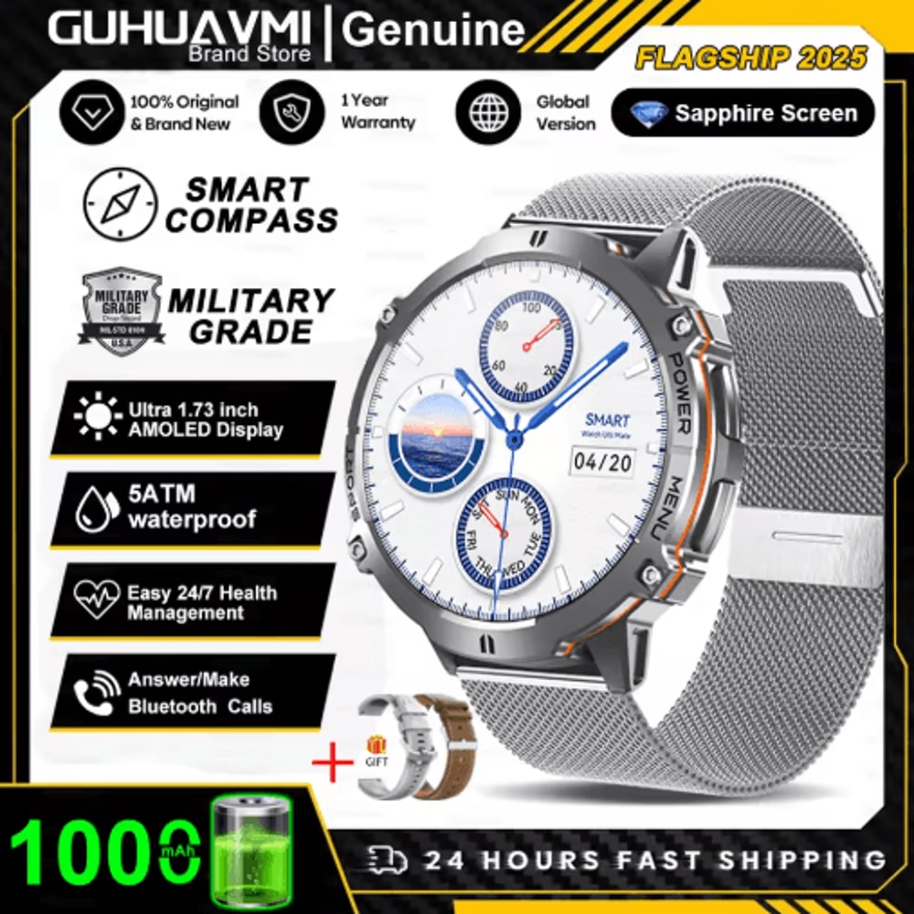 TRex 3 MilitaryGrade Smartwatch AMOLED GPS Sports Watch With 10ATM Waterproof 6