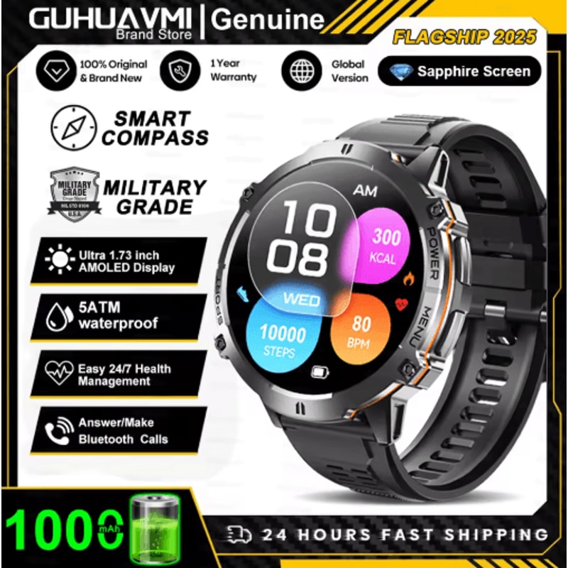 TRex 3 MilitaryGrade Smartwatch AMOLED GPS Sports Watch With 10ATM Waterproof 12