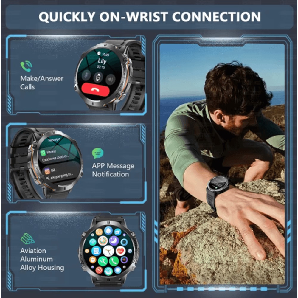 TRex 3 MilitaryGrade Smartwatch AMOLED GPS Sports Watch With 10ATM Waterproof 15