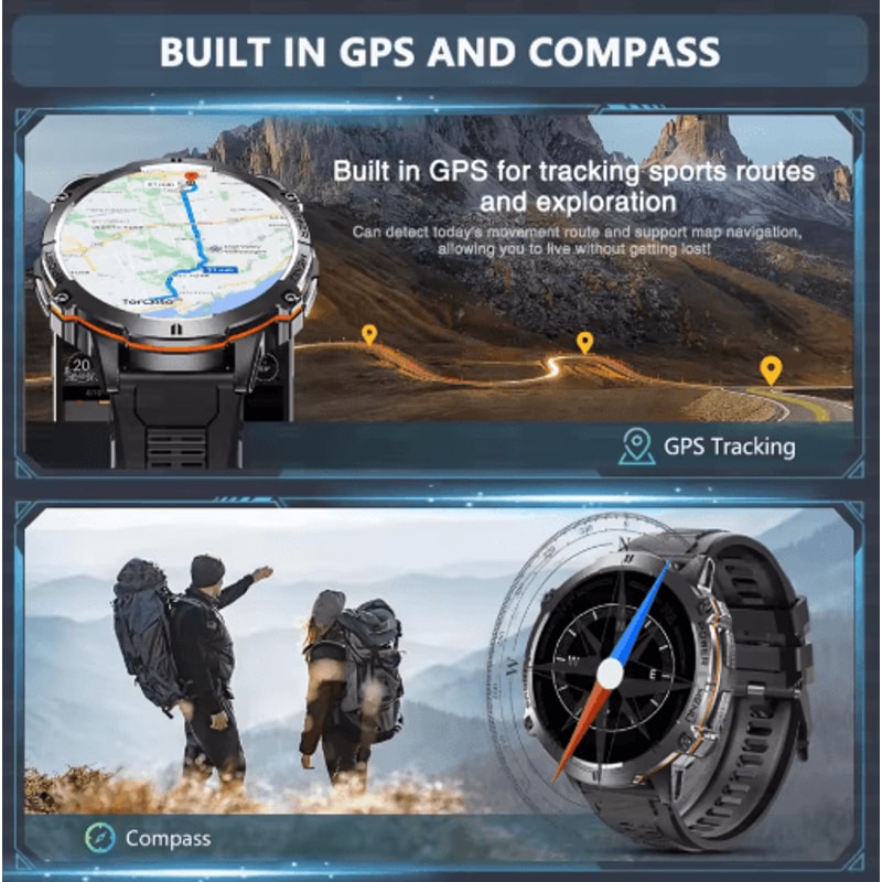 TRex 3 MilitaryGrade Smartwatch AMOLED GPS Sports Watch With 10ATM Waterproof 16