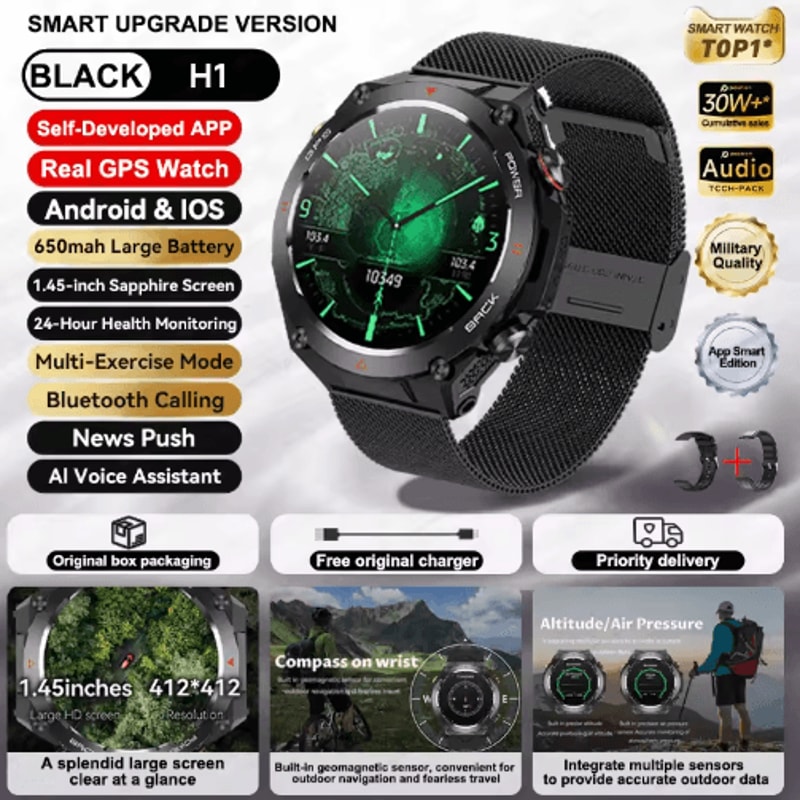2025 Xiaomi GPS Fitness Smartwatch Waterproof Bluetooth Call Watch With Long Battery 6