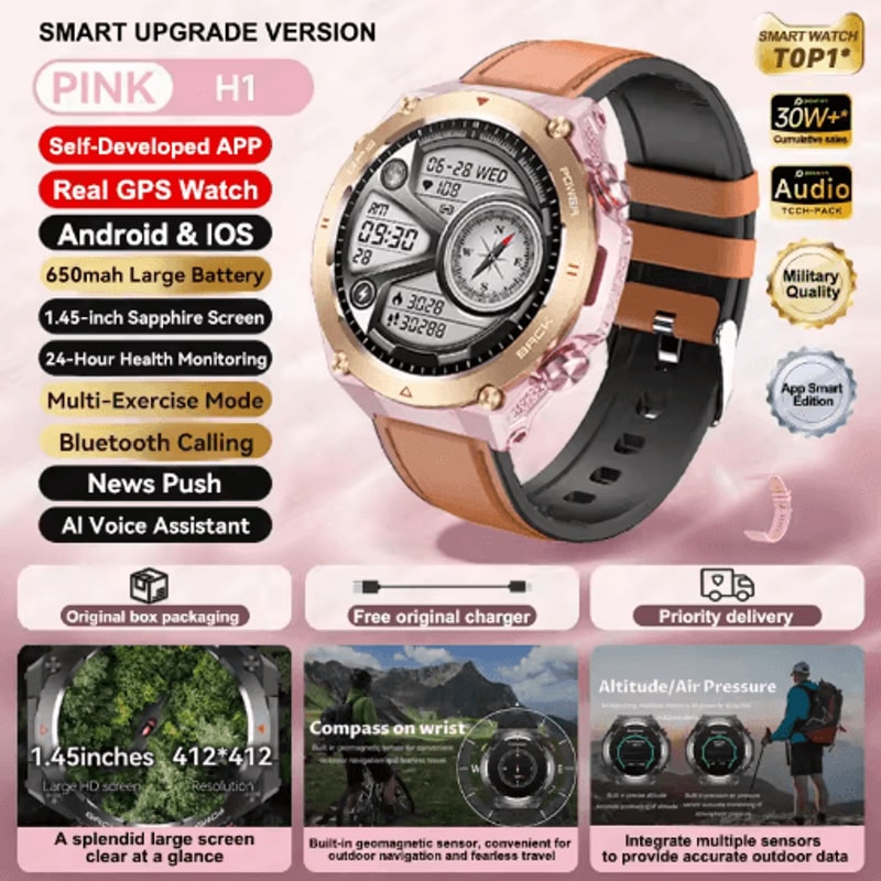 2025 Xiaomi GPS Fitness Smartwatch Waterproof Bluetooth Call Watch With Long Battery 7
