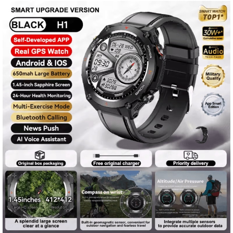 2025 Xiaomi GPS Fitness Smartwatch Waterproof Bluetooth Call Watch With Long Battery 8
