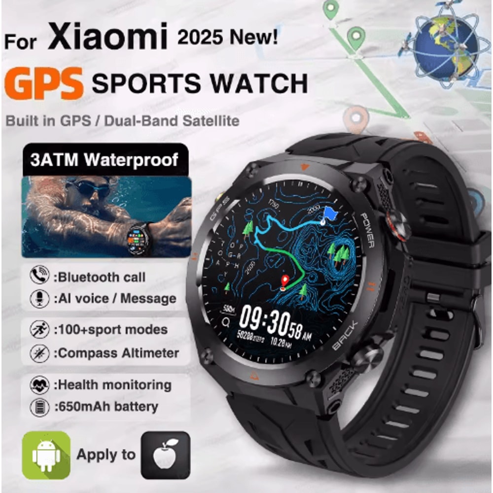 2025 Xiaomi GPS Fitness Smartwatch Waterproof Bluetooth Call Watch With Long Battery 0