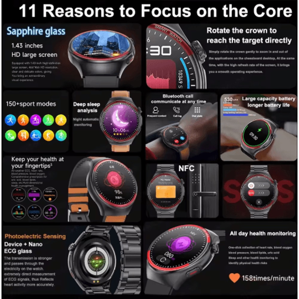 2025 Health Monitoring Smartwatch Blood Pressure Heart Rate Tracker With Bluetooth Calling 11
