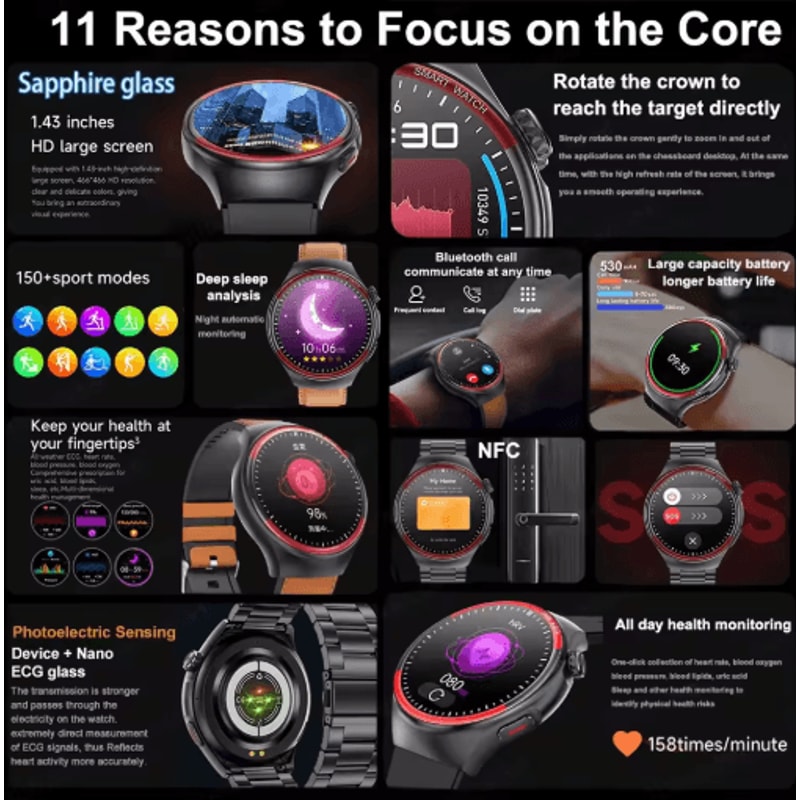 2025 Health Monitoring Smartwatch Blood Pressure Heart Rate Tracker With Bluetooth Calling 11