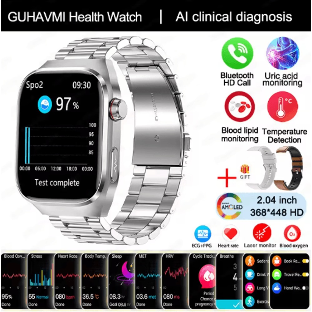 2025 Advanced Health Tracking Smartwatch ECG Blood Pressure Bluetooth Call Watch 2