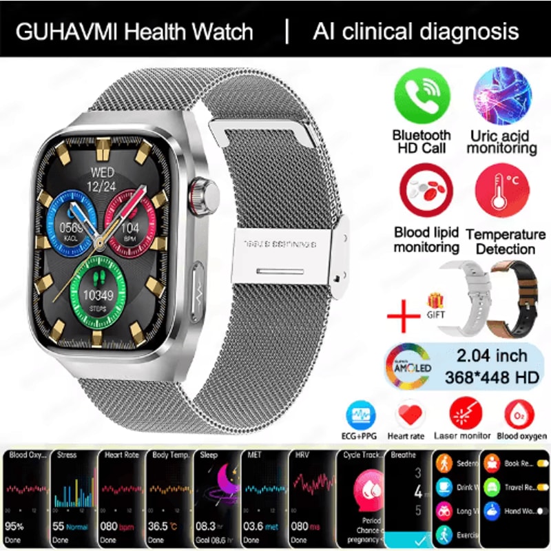 2025 Advanced Health Tracking Smartwatch ECG Blood Pressure Bluetooth Call Watch 4