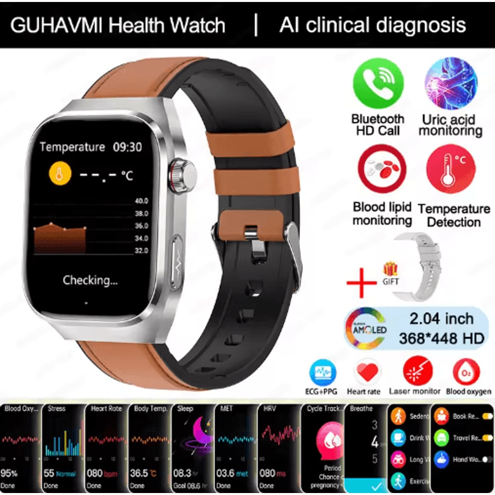 2025 Advanced Health Tracking Smartwatch ECG Blood Pressure Bluetooth Call Watch 6