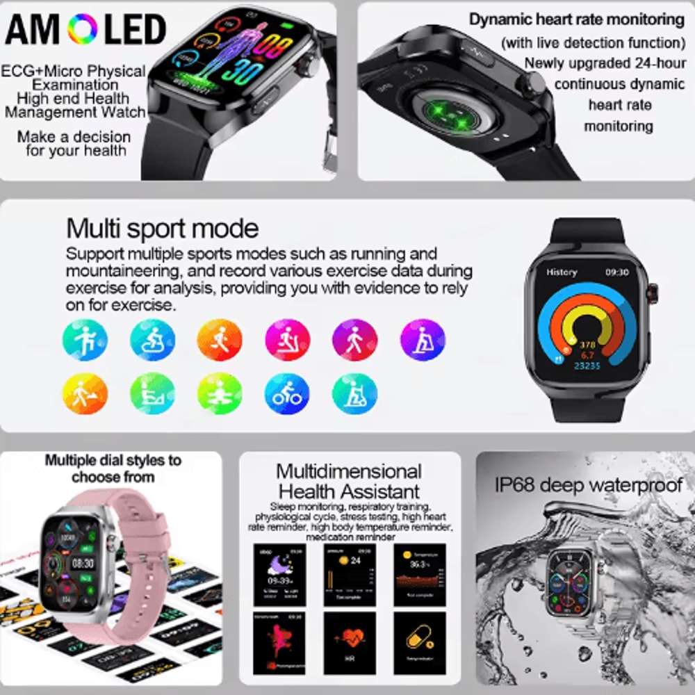 2025 Advanced Health Tracking Smartwatch ECG Blood Pressure Bluetooth Call Watch 16