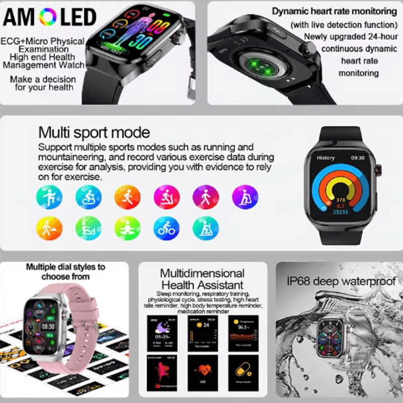 2025 Advanced Health Tracking Smartwatch ECG Blood Pressure Bluetooth Call Watch 16