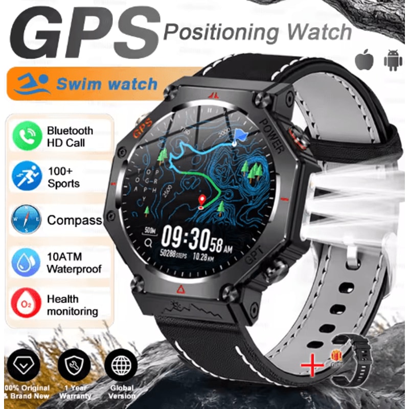 TRex 3 Ultra Military GPS Smartwatch AMOLED 10ATM Sports Watch With Call Function 10