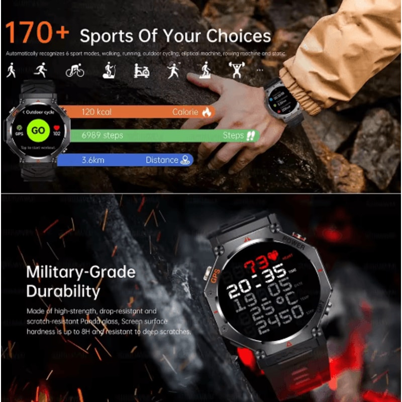 TRex 3 Ultra Military GPS Smartwatch AMOLED 10ATM Sports Watch With Call Function 16