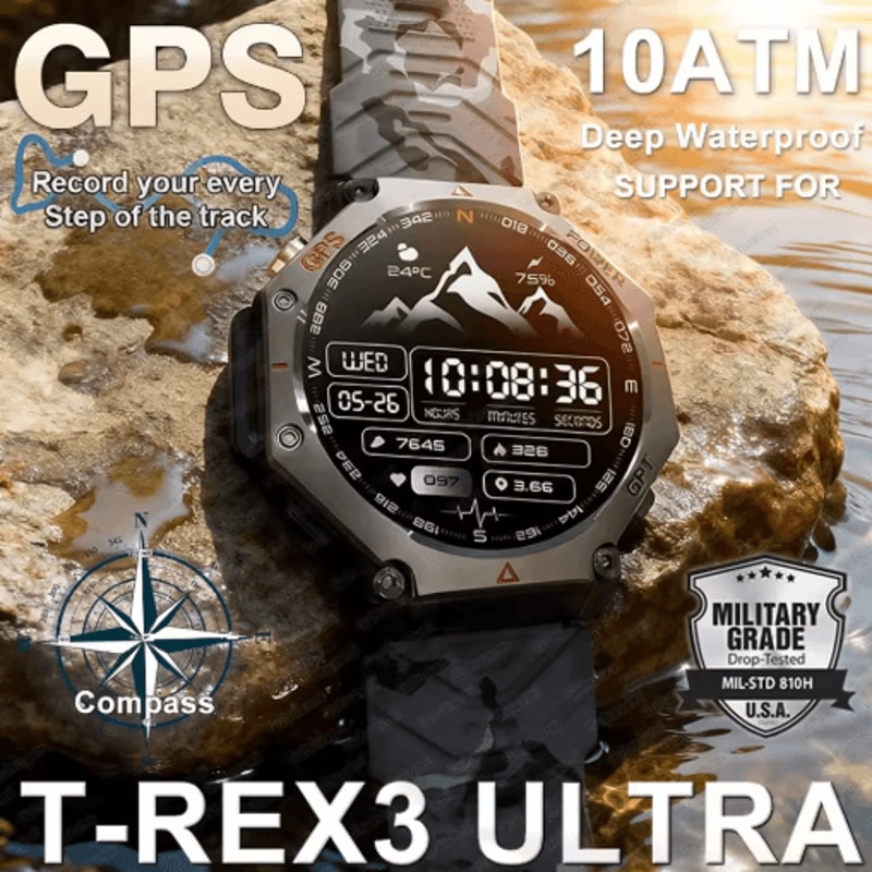 TRex 3 Ultra Military GPS Smartwatch AMOLED 10ATM Sports Watch With Call Function 0