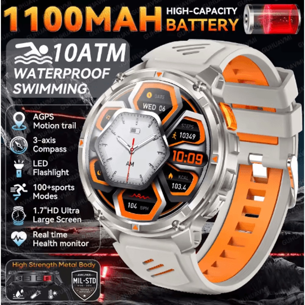 2026 TRex3 Pro Military GPS Smartwatch 1100mAh LongStandby Rugged Outdoor Watch 11