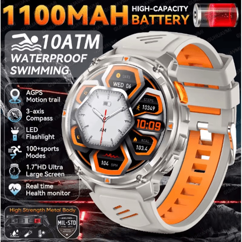2026 TRex3 Pro Military GPS Smartwatch 1100mAh LongStandby Rugged Outdoor Watch 11