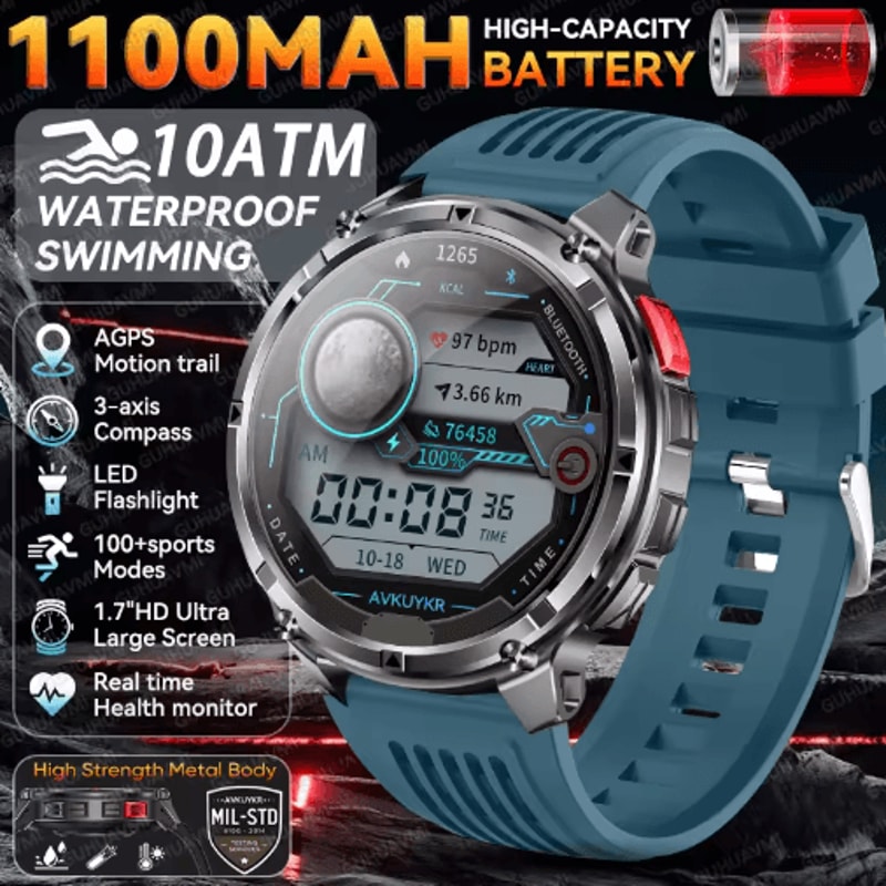 2026 TRex3 Pro Military GPS Smartwatch 1100mAh LongStandby Rugged Outdoor Watch 13