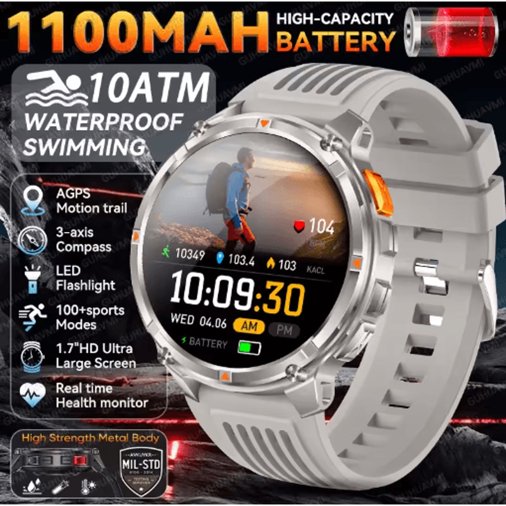 2026 TRex3 Pro Military GPS Smartwatch 1100mAh LongStandby Rugged Outdoor Watch 14