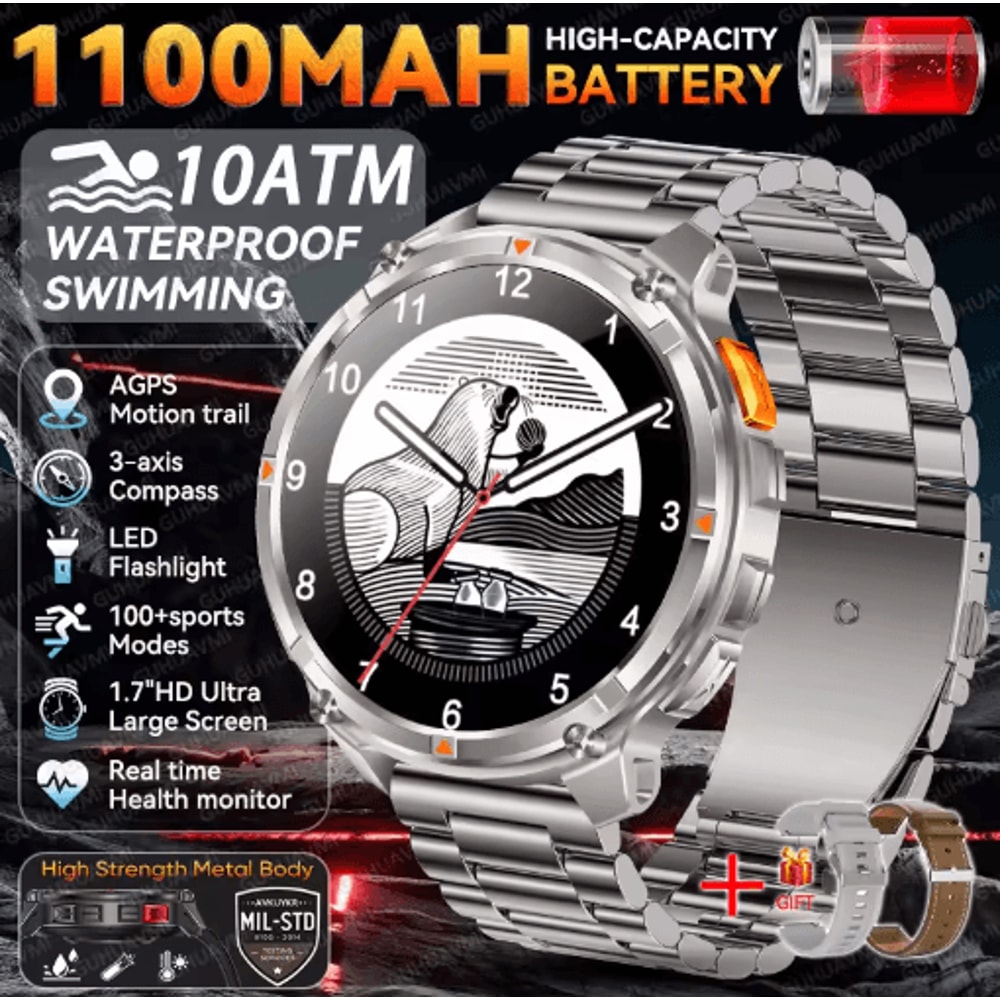 2026 TRex3 Pro Military GPS Smartwatch 1100mAh LongStandby Rugged Outdoor Watch 3