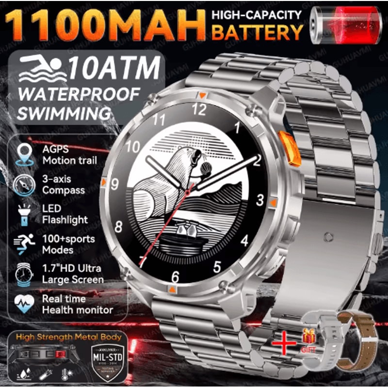 2026 TRex3 Pro Military GPS Smartwatch 1100mAh LongStandby Rugged Outdoor Watch 3