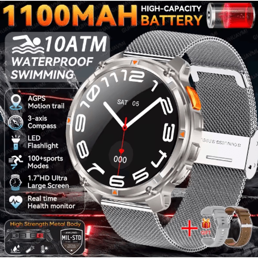 2026 TRex3 Pro Military GPS Smartwatch 1100mAh LongStandby Rugged Outdoor Watch 5